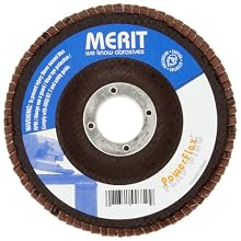 Merit Powerflex Abrasive Flap Disc, Type 27, Threaded Hole, Fiberglass Backing, Zirconia Alumina