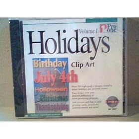 Holidays Clip Art, Pro One, Volume 1, Cd-rom, 200 Clip Art for Hildays and Personal Events by Pro One