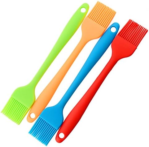 Antonso 4 Piece Silicone Baking Basting BBQ Grilling Brush Pastry Brush Utensil with Hygienic Solid Coating, Multi-Colors