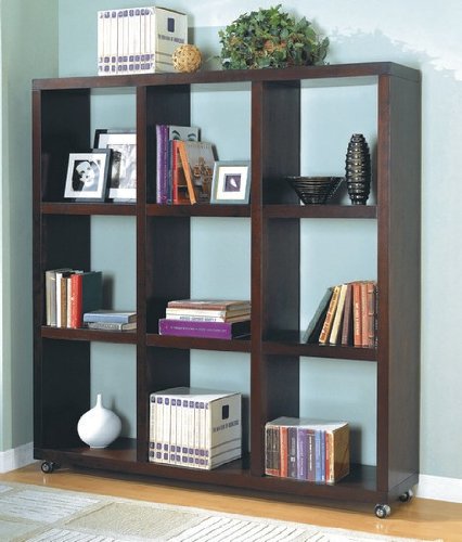 Coaster Wall 9 Shelf Divider Wood Bookcase in Cappuccino