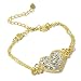 Gold Crystal Heart Pendant Fashion Bracelet