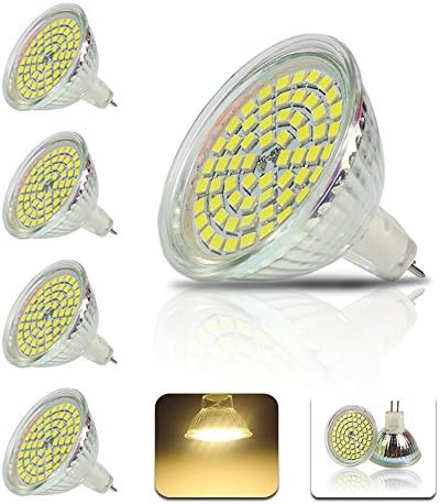 Wanunion 4X MR16 Lighting 60 SMD 2835 LED GU5.3 LED Lighting Warm White Light 2800-3000k 4W Lamp Lighting 450LM Glass Reflector LED Bulbs 120 Degree Beam Angle AC/DC12V Undimmable LED Bulbs
