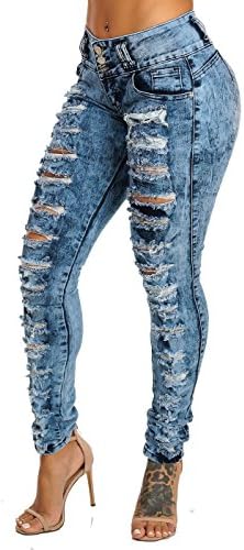 Blue Republic Butt Lift Levanta Cola Colombian Design Ripped Skinny Jeans 10606K