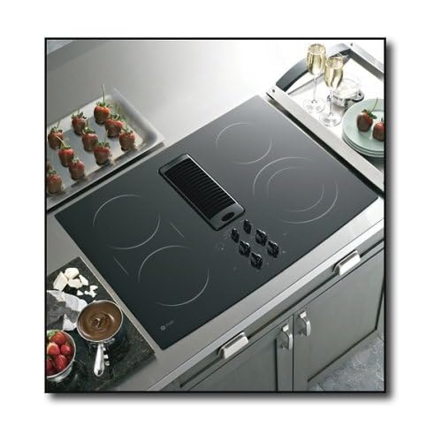 ^ GE PP989DNBB Profile 30' Black Electric Smoothtop Cooktop Downdraft