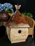 The Hadley Park Copper Roof Birdhouse (Khaki Crackle finish)