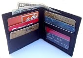Mens Black Leather Wallet Bifold Lambskin