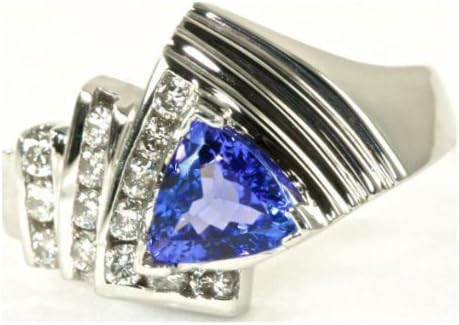 1.25 cttw 14k White Gold Trillion Tanzanite Channel Diamond Engagement Ring Made In America (Sizes 4-10)
