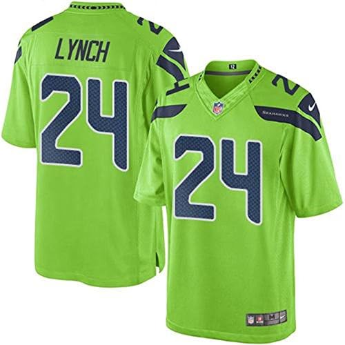 24 Marshawn Lynch Jersey Mens Green Color Rush Legend Size M