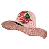 Large Brim Floral Print Sun Hat-Pink W35S22E