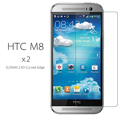 HTC M8 Screen Protector,STOUCH 2 Pack HTC M8 Tempered Glass Screen Protector,[0.25MM 2.5D Curved Edge] Bubble Free,Anti-Fingerprints,Oil Stains&Scratches Coating