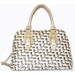Steve Madden Metallic Leather Handbag Antiqued Gold Woven