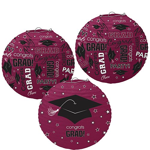 Maroon Congrats Grad Lanterns3 Per Unit