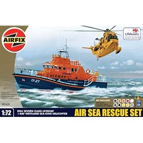 Airfix - A98668 - Air Sea Rescue Set - RNLI Severn Class canot de sauvetage et d&;h&Atilde;&copy;licopt&Atilde;&uml;res