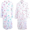 Coloured Print Super Soft White Fleece Wrap Round With Tie Belt Dressing Gown