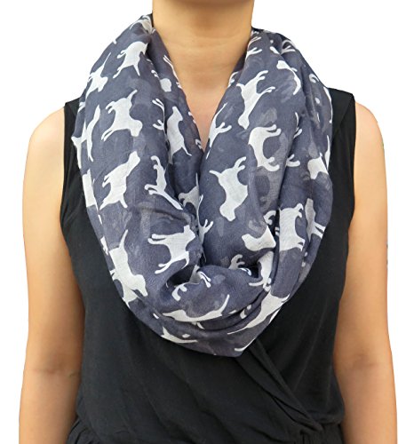 Lina & Lily Labrador Dog Print Women's Infinity Scarf Lightweight (Gray)