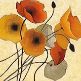 Pumpkin Poppies II Art Poster Print by Shirley Novak, 18x18