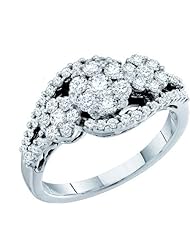 1.00CTW DIAMOND LADIES 3 FLOWER RING