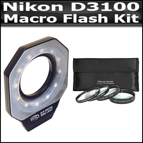 Macro Ring Flash Bundle Kit For Nikon D3100 14.2MP 