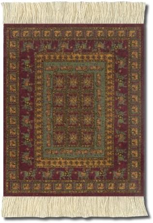 Lextra (Pazyryk, World'S Oldest Discovered Rug), Coasterrug, Burgundy/Gold/Sage, 5.5 x 3.5 Inches, Set of Four (PRK-C)