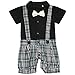 TiaoBug US Baby Boys Plaid Bowtie Gentleman Romper Jumpsuit Black Size 6-9 Months