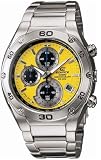 Men's Stainless Steel Edifice Yellow Dial Chronograph Link Bracelet