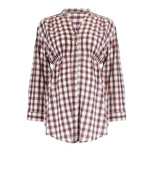 Maternity Elasticated Green and Pink Check Shirt