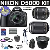 REFURBISHED Nikon D5000 Digital Camera + Nikon 18-55mm VR Lens + Nikon 55-200mm VR Lens + .40x Wide Angle Fisheye Lens + Extra Battery + 3 Year Celltime Warranty