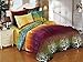 A Pair of Rainbow Tree Pillow Shams with Flanges (Purple, Standard)