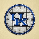 KENTUCKY WILDCATS 12 Stunning Hand Painted Team Logo & Colors ART-GLASS CLOCK