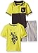 Miniowl Little Boys' 2pcs Shorts Set Polo T-Shirt with Elastic Waistband Shorts (2t, Black)