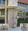 10' Tan Half Patio Umbrella with Stand Market Umbrella Decor