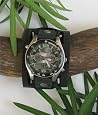 The "Henry`s" Aged Black Leather 2" Wide Watchband