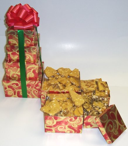 Scott's Cakes 4 Tier Red and Gold Swirl Box Brittle Mix by Scott's Cakes