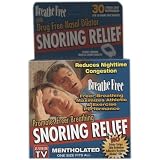 Snoring Relief, Breathe Free with Drug Free-Nasal Dilator, Mentholated 30 throw away disposables