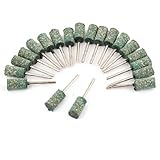 uxcell 砥石　研削ヘッド 研磨 金属材質 6mm直径 円錐形状 研磨工具 シルバートーン グリーン 20個入り