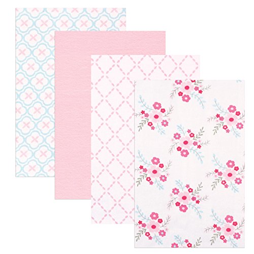 Luvable Friends 4 Piece Flannel Receiving Blankets, Floral