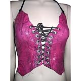 Gasoline Glamour Dark Denim Splatter Custom Leather Vest by Gasoline Glamour