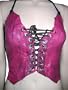 Gasoline Glamour Dark Denim Splatter Custom Leather Vest-Long 18"