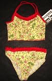 Girls 2 PC Ruffle Trim - Yellow Floral w/Red