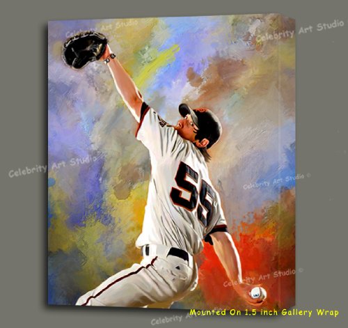 San Francisco Giants Tim Lincecum ORIGINAL MIXED MEDIA CANVAS PAINTING W Gallery Wrap MOUNT 22X28X1.5