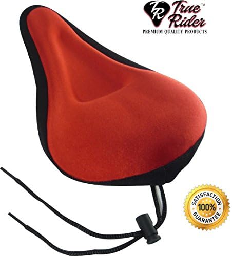 True Rider - 10" X 6.5" Soft Thick Gel Saddle Seat Cover Cushion Pad for Exercise Bike or Cycling Bicycle - Red