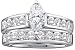 Stunning 2pc. 14k. White Gold Marquee and Round Diamond Bridal Set 1.00 Ctw " Size 7 "
