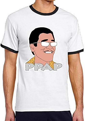 Funny PPAP Head Portrait Ringer T-shirt For Men Medium Black