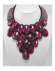 Deep Pink Agate Necklace In Zinc