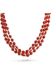 Bling Jewelry Simulated Coral Gold Plated Three Strand Necklace