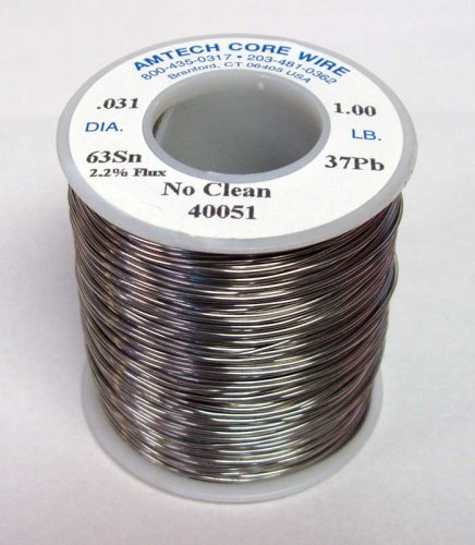 Amtech No Clean Cored Wire, Sn63/Pb37, .031 Solder Spool