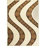 Onyx Ivory Coffee Waves Rug Size: 53 x 77 q