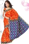 Sarees - BANARAS KADAMBARI RUST NAVY BLUE SAREE