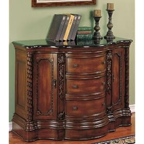 Powell Masterpiece Faux Hand Painted Mahogany 3-Drawer, 2-Door Console Cabinet by Powell Furniture
