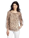 Chaus Women's Watercolor Leopard Peasant Blouse